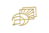 Brass Diamond Charm, 4 Raw Brass Crescent Moon Charms With 1 Loop, Findings (42x25x0.60mm) SMP1068 A6018
