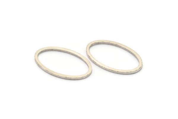Silver Oval Connector, 12 Antique Silver Plated Brass Oval Connectors, Findings (24x14x1mm) D0540