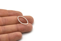 Gümüş Oval Konnektör, 12 Antik Gümüş Kaplamalı Pirinç Oval Konnektör, Bulgular (24x14x1mm) D0540