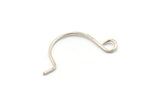 Silver Earring Wires, 24 Antique Silver Plated Brass Earring Wires With 1 Loop, Findings (11x22x0.6mm) BS 2303