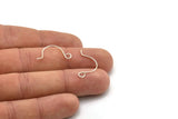 Silver Earring Wires, 24 Antique Silver Plated Brass Earring Wires With 1 Loop, Findings (11x22x0.6mm) BS 2303