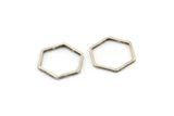 Silver Hexagon Charm, 24 Antique Silver Plated Brass Hexagon Ring Charms, Findings (12x0.6x0.8mm) BS 1842