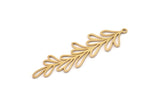 Brass Leaf Charm, 6 Raw Brass Branch Charms With 1 Loop, Charm Pendants, Findings (53x14x0.80mm) SMP1110 A5462
