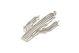 Silver Cactus Charm, 8 Antique Silver Plated Cactus Charms With 1 Loop (39x23x0.60mm) A3251