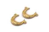 Gold Moon Charm, Gold Plated Brass Textured Horn Charms, Pendant, Jewelry Finding (19x6x4.40mm) N0201
