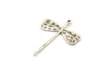 Silver Dragonfly Charm, 6 Antique Silver Plated Brass Dragonfly Charms With 1 Loop (28x23mm) N0537