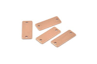 Rose Gold Rectangle Bar, 6 Rose Gold Plated Brass Rectangle Stamping Blanks with 2 Holes (20x8x0.80mm) A0813 Q0845