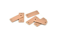 Rose Gold Rectangle Bar, 6 Rose Gold Plated Brass Rectangle Stamping Blanks with 2 Holes (20x8x0.80mm) A0813 Q0845