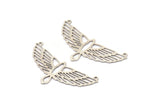 Silver Eagle Charm, 4 Antique Silver Plated Brass Eagle Charms With 2 Loops (22x48x0.60mm) A5017