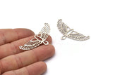 Silver Eagle Charm, 4 Antique Silver Plated Brass Eagle Charms With 2 Loops (22x48x0.60mm) A5017