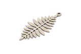 Silver Leaf Charm, 8 Antique Silver Plated Brass Acacia Leaf Charms With 1 Loop, Findings (32x15x0.60mm) A4778