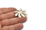 Silver Leaf Charm, 2 Antique Silver Plated Brass Leaf Charms With 1 Loop, Charm Pendants (37x34x1mm) A3071