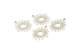 Silver Sun Charm, 24 Antique Silver Plated Brass Sun Charms With 1 Loop (22x24mm) A0782