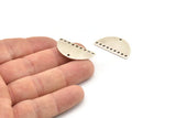 Half Moon Charm, 4 Antique Silver Plated Brass Semi Circle Blanks With 10 Holes (30x15x0.80mm) A1573