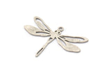 Silver Dragonfly Charm, 10 Antique Silver Plated Brass Dragonfly Charms With 1 Loop, Pendants, Findings (20x30x0.60mm) A3446