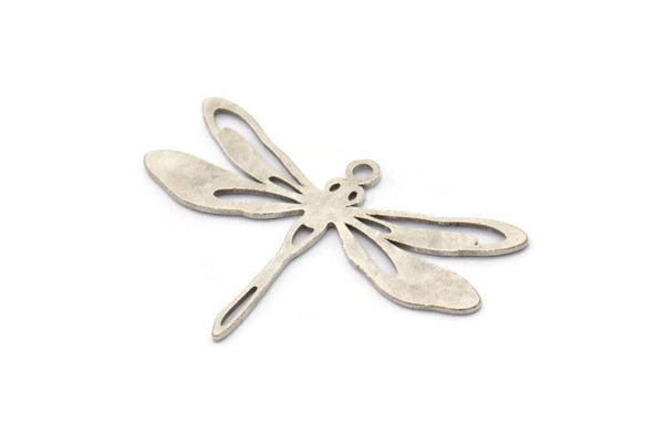 Silver Dragonfly Charm, 10 Antique Silver Plated Brass Dragonfly Charms With 1 Loop, Pendants, Findings (20x30x0.60mm) A3446