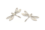 Silver Dragonfly Charm, 10 Antique Silver Plated Brass Dragonfly Charms With 1 Loop, Pendants, Findings (20x30x0.60mm) A3446