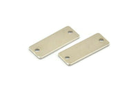 Silver Rectangle Bar, 12 Silver Tone Brass Rectangle Stamping Blanks with 2 Holes (20x8x0.80mm) A0813