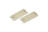 Silver Rectangle Bar, 12 Silver Tone Brass Rectangle Stamping Blanks with 2 Holes (20x8x0.80mm) A0813