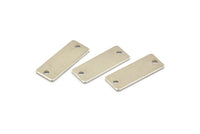 Silver Rectangle Bar, 12 Silver Tone Brass Rectangle Stamping Blanks with 2 Holes (20x8x0.80mm) A0813