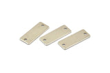 Silver Rectangle Bar, 12 Silver Tone Brass Rectangle Stamping Blanks with 2 Holes (20x8x0.80mm) A0813