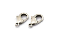 Silver Parrot Clasp, 4 Antique Silver Plated Brass Lobster Claw Clasps (23x13mm) Bs-1182--n0589