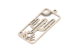 Silver Cactus Charm, 8 Antique Silver Plated Brass Cactus Charms With 1 Loop (33x15x0.60mm) A4547