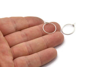 15mm Earring Hoops, 24 Antique Silver Plated Brass Earring Wires  (15x0.70mm) E353