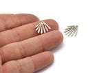 Silver Fringed Charm, 12 Antique Silver Plated Brass Fringed Charms With 1 Hole (17x15x0.60mm) A3194