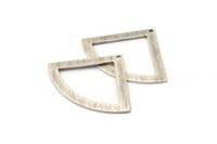 Silver Triangle Charm, 4 Textured Antique Silver Plated Brass Fan Charms With 1 Hole (40x27x0.80mm) M327