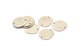 Silver Round Charm, 8 Antique Silver Plated Brass Irregular Shaped Round Charms With 2 Holes, Connectors (18x0.60mm) A3215