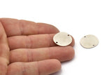 Silver Round Charm, 8 Antique Silver Plated Brass Irregular Shaped Round Charms With 2 Holes, Connectors (18x0.60mm) A3215
