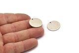 Silver Round Tag, 4 Antique Silver Plated Brass Stamping Tags, Round Charms With 1 Hole (20x1mm) D0382--n0661