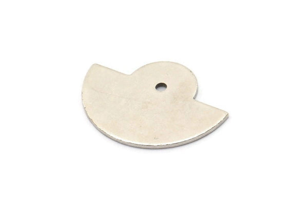 Semi Circle Charm, 4 Antique Silver Plated Brass Semi Circle Blanks With 1 Hole, Geometric Pendant (24x17.5x0.8mm) U101
