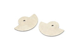 Semi Circle Charm, 4 Antique Silver Plated Brass Semi Circle Blanks With 1 Hole, Geometric Pendant (24x17.5x0.8mm) U101