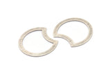 Silver Moon Blank, 6 Textured Antique Silver Plated Brass Moon Stamping Blanks, Connectors (35x28x0.80mm) M121