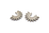 Silver Sun Charm, 6 Antique Silver Plated Brass Sun Charms With 2 Loops, Connectors (10x14x2mm) N0674