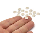 Silver Round Tag, 50 Hammered Antique Silver Plated Brass Round Stamping Blanks, Findings (8x0.80mm) M01493