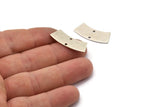 Silver Rectangle Circle, 6 Antique Silver Plated Brass Rectangle Connectors With 2 Holes, Stamping Blanks (28x10x0.80mm) M082