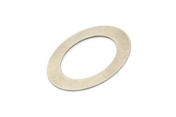 Retro Circle Connector, 6 Antique Silver Plated Brass Oval Blank (32x23mm)  D0205