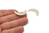 Silver Moon Blank, 8 Antique Silver Plated Brass Crescent Moon Blanks Without Holes (28x8x0.65mm) D949