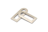 D Shape Charm - 6 Antique Silver Plated Brass D Shape Connectors, Blanks (30x13x0.80mm) M070