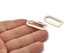 D Shape Charm - 6 Antique Silver Plated Brass D Shape Connectors, Blanks (30x13x0.80mm) M070
