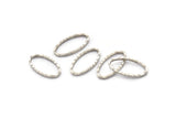 Silver Oval Ring, 24 Antique Silver Plated Brass Oval Faceted Ring, Connector, Charms (16x9x1.30mm) N0535