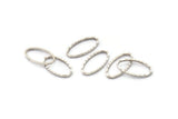 Silver Oval Ring, 24 Antique Silver Plated Brass Oval Faceted Ring, Connector, Charms (16x9x1.30mm) N0535