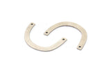 Silver Geometric Charm, 12 Antique Silver Plated Brass Semi Circle Charms With 2 Holes, Connectors (25x3x0.60mm) A3712
