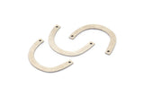 Silver Geometric Charm, 12 Antique Silver Plated Brass Semi Circle Charms With 2 Holes, Connectors (25x3x0.60mm) A3712
