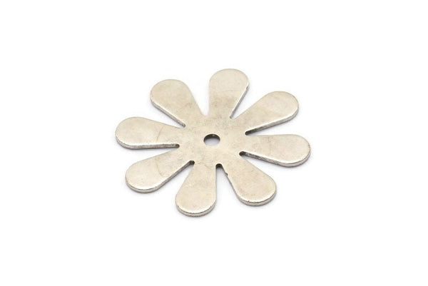 Silver Daisy Charm, 2 Antique Silver Plated Brass Flower Stamping Blank , Charms (28x0.80mm) D0410--n0681