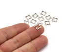 Silver Geometric Connectors, 50 Antique Silver Plated Brass Windrose Findings (10x1mm) BS 2178