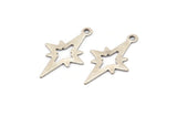 Silver North Star Charm, 50 Antique Silver Plated Brass Pole Star Charms With 1 Loop (21x12mm) E376
